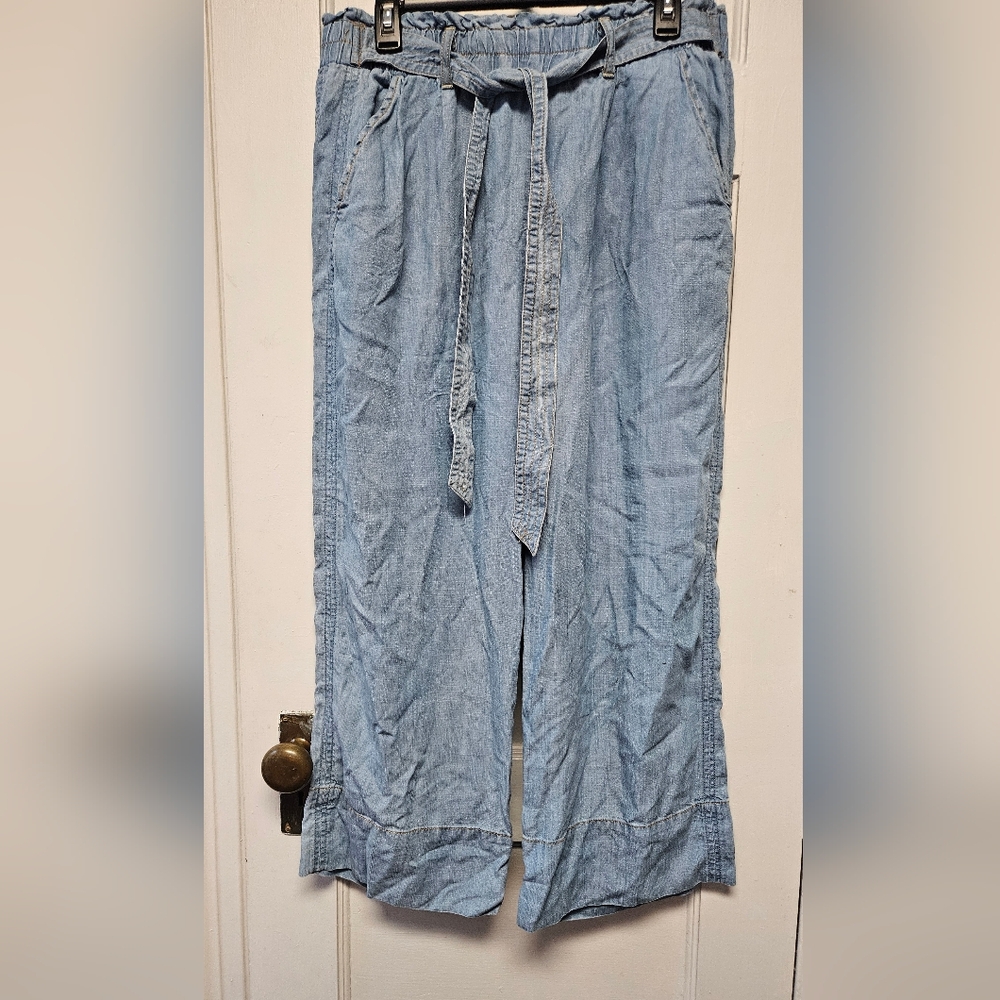 Workshop Republic Clothing Light Blue Wide-Leg Tie Waist Jeans